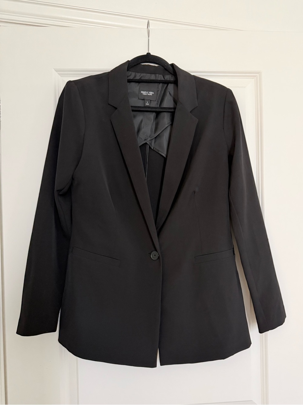 Vera Wang Black Single-Button Tailored Blazer